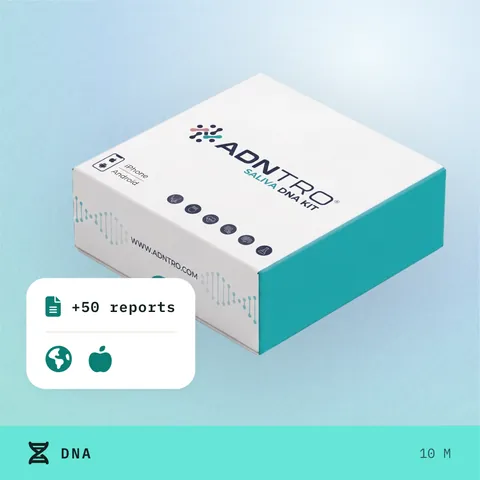 ADNTRO saliva kit box, Entry kit: ancestry and nutrition