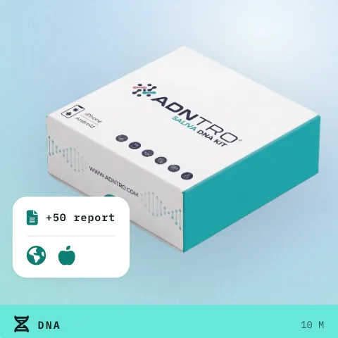 Confezione del kit salivare ADNTRO, kit Entry: origini e nutrizione