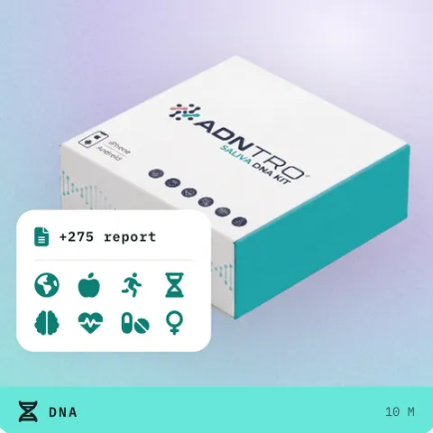 Confezione del kit salivare ADNTRO, kit Premium: le otto aree di rapporti
