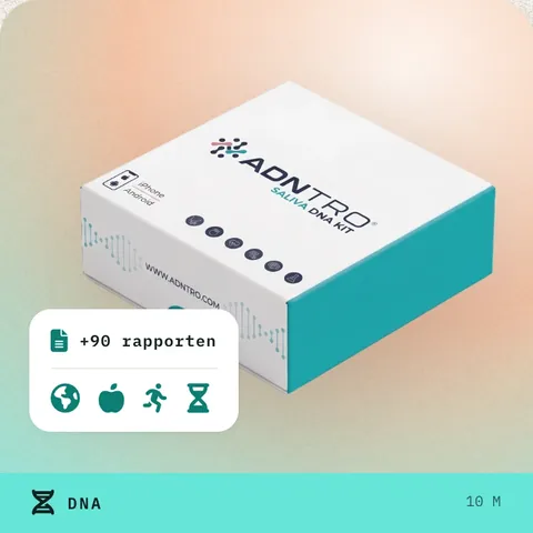 Doos van de speekselkit van ADNTRO, Kit Basic: afkomst, voeding, sport en langlevendheid