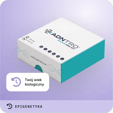 Zestaw ADNTRO do badania śliny na test epigenetyczny, z etykietą «Twój wiek biologiczny»