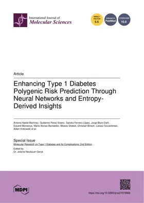 Cover of the article "Type 1 diabetes risk with neural networks", published in Int. J. Mol. Sci. in 2026