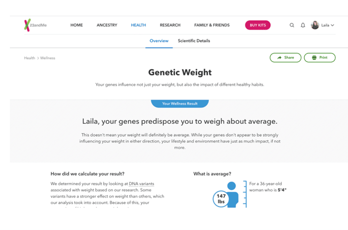23andMe sample report