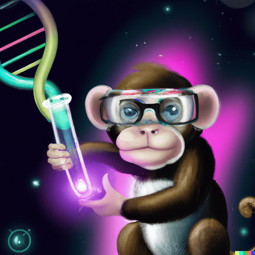 Wissenschaftlicher Affe mit DNA