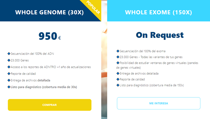 Whole genome and whole exome sequencing price ADNTRO